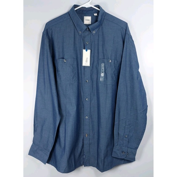 ROWM Navy All Over Print Mens Shirt Sz XL Long Sleeve New With Tags - Picture 1 of 8